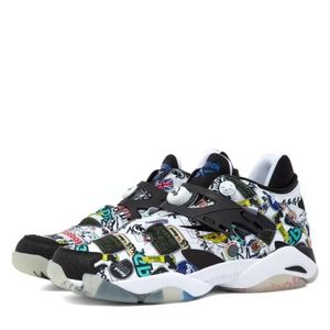 Reebok Pump Court Shoes Sneakers Sticker City Black/White New
